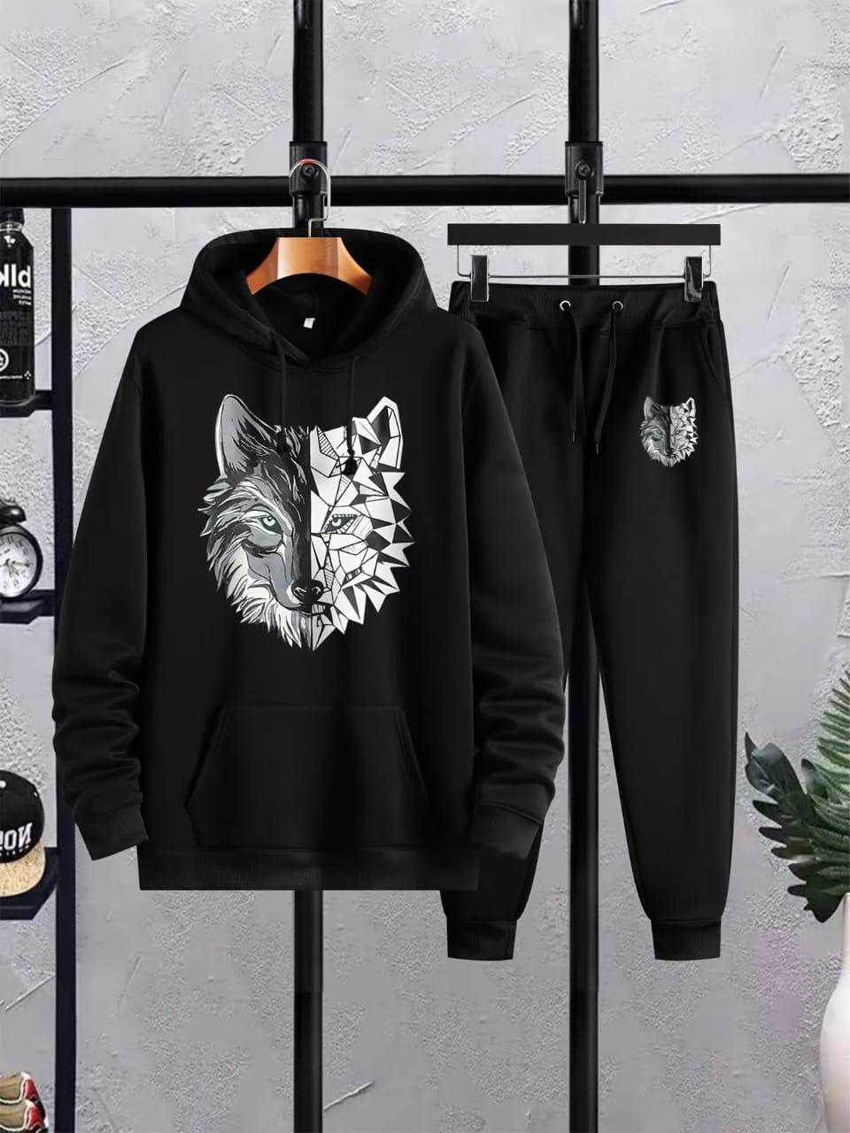 Men's Fleece Printed Hoodie Tracksuit