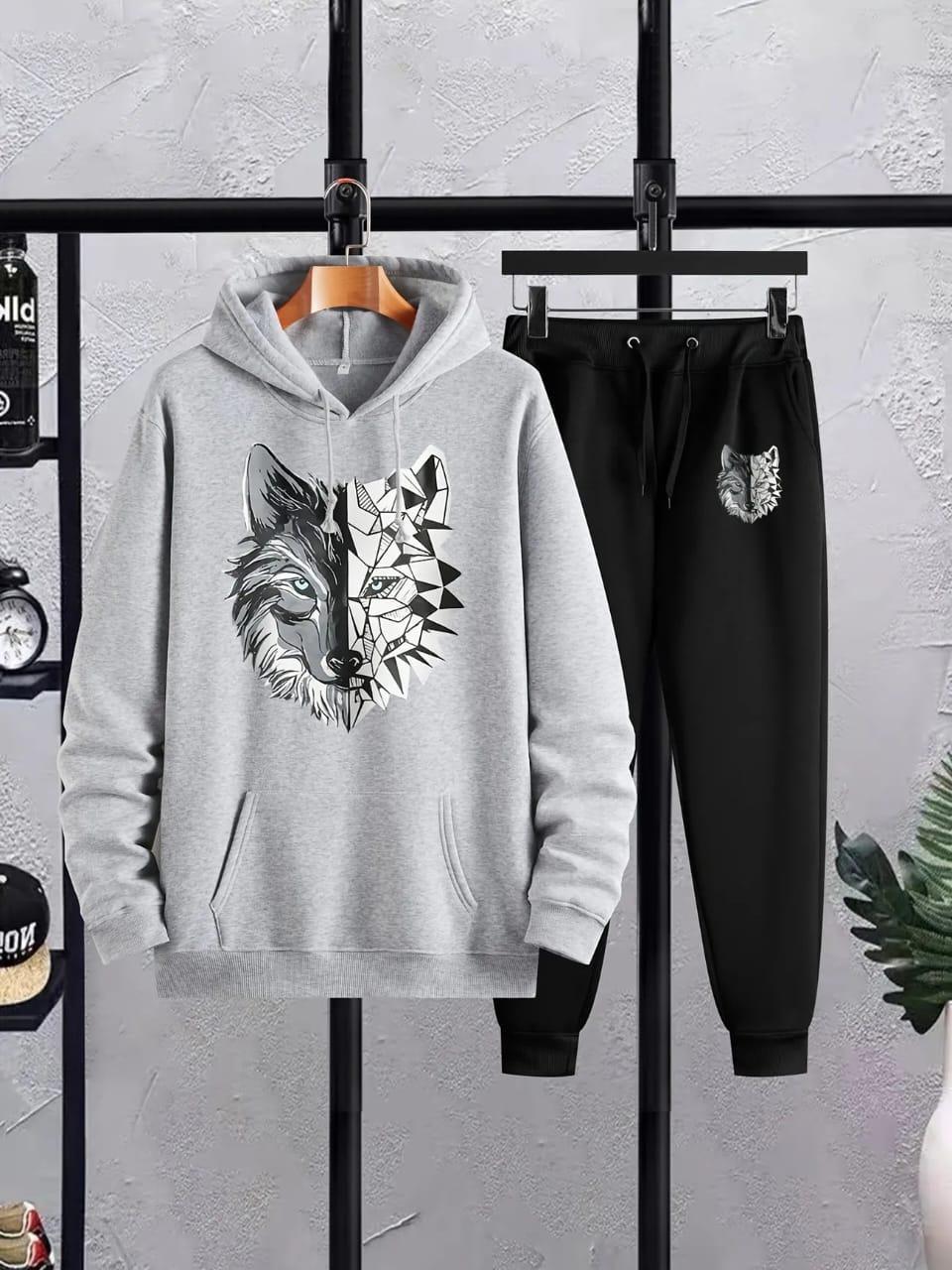 Men's Fleece Printed Hoodie Tracksuit