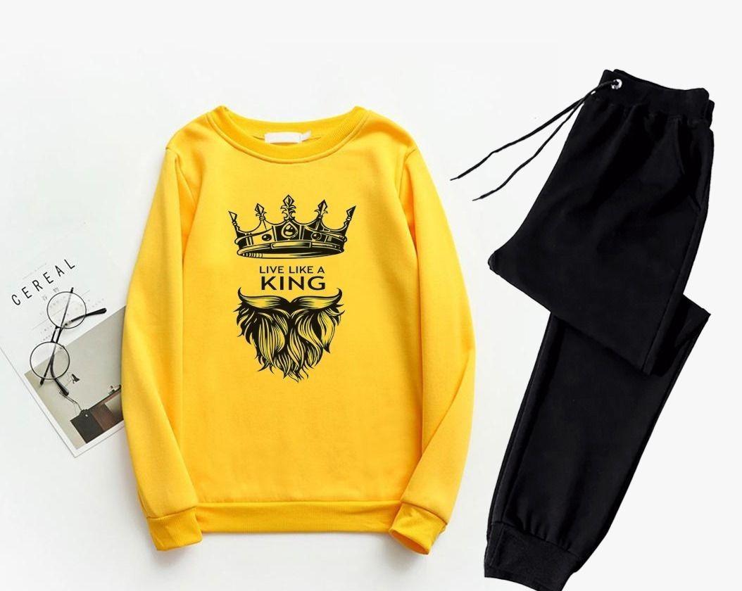 Men's Fleece Sweatshirt Track Suit - 2 Pcs Set