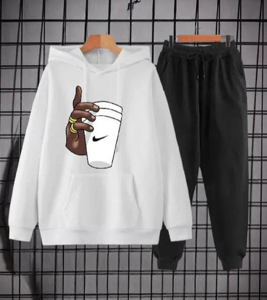 Men's Fleece Printed Hoodie Tracksuits