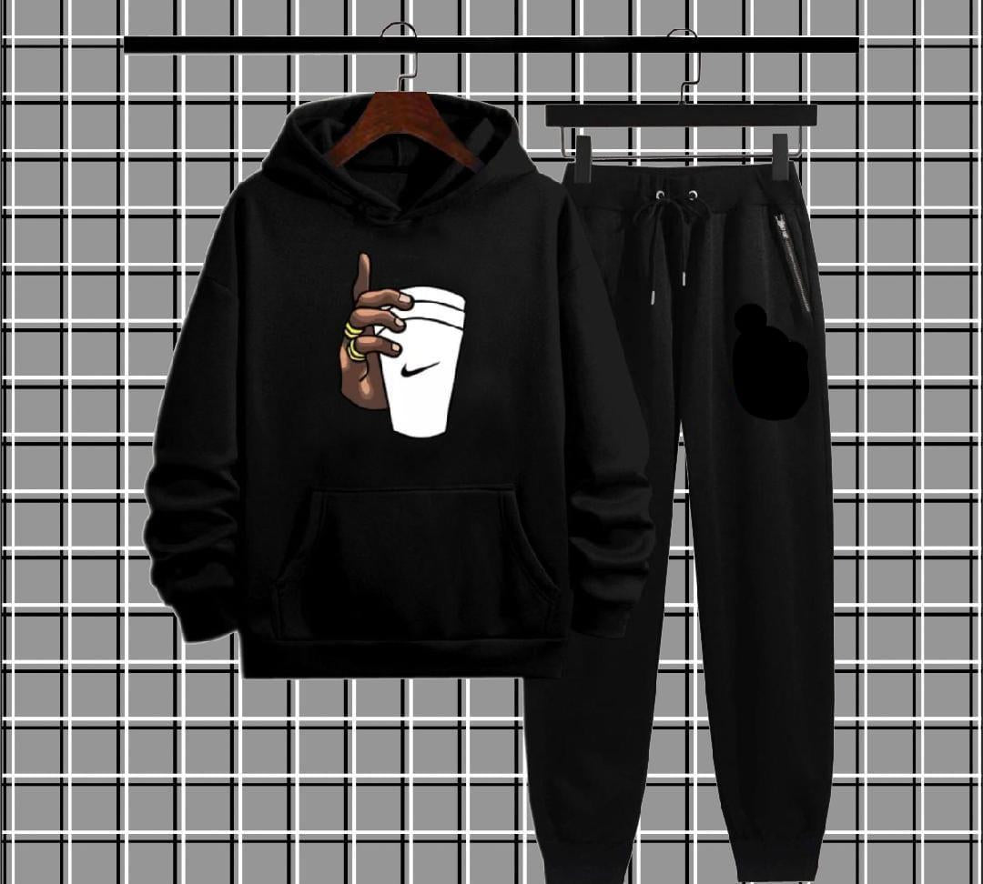 Men's Fleece Printed Hoodie Tracksuits