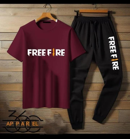 2 Pcs Men's Polyester Dri Fit Printed Track Suit