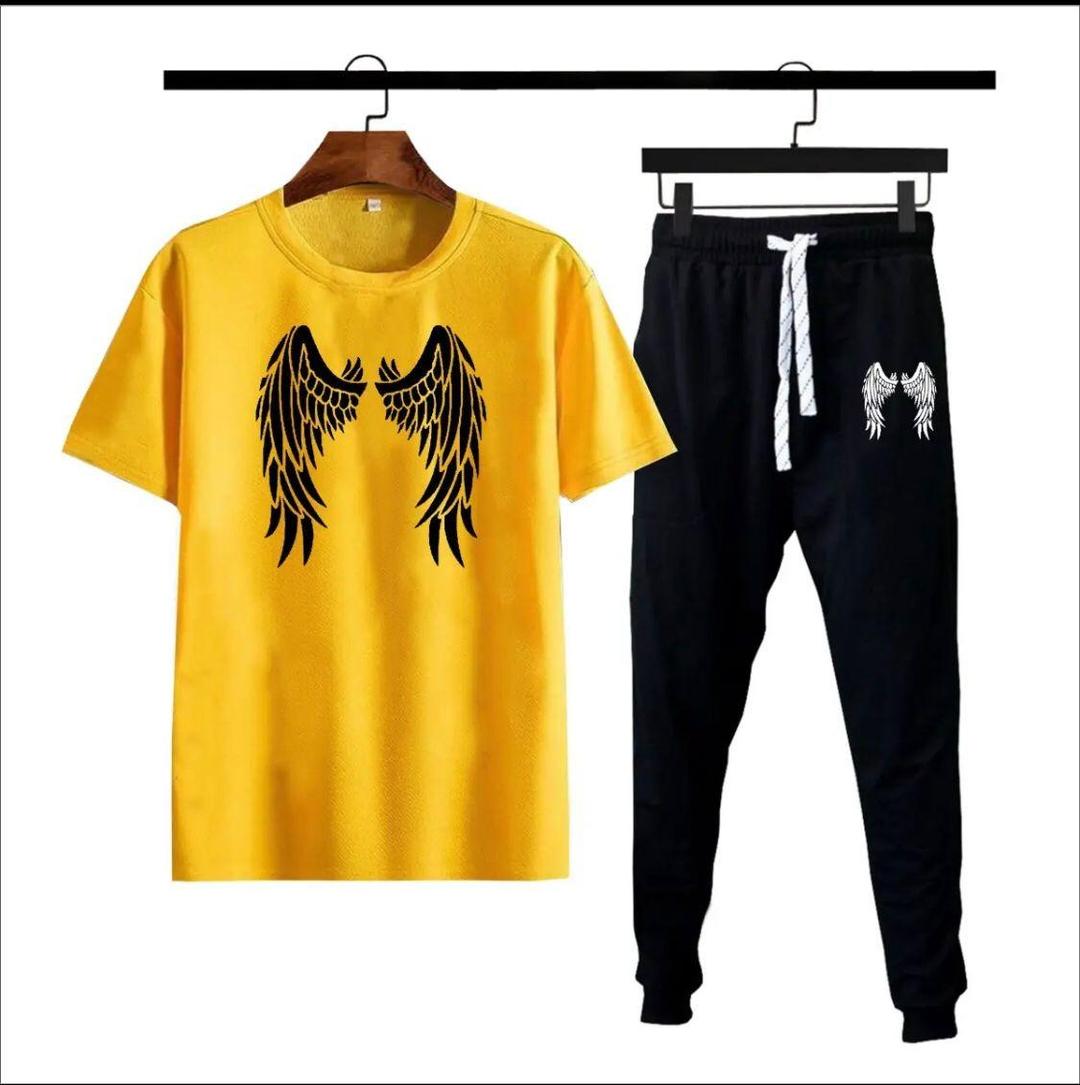 2 Pcs Men's Dri Fit Printed Track Suit] Angel Wings