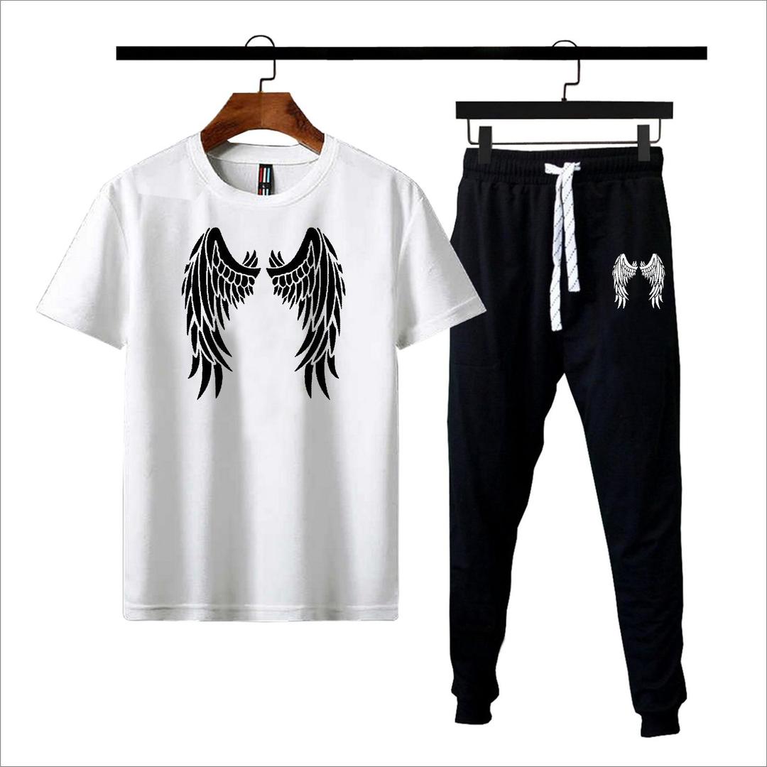 2 Pcs Men's Dri Fit Printed Track Suit] Angel Wings