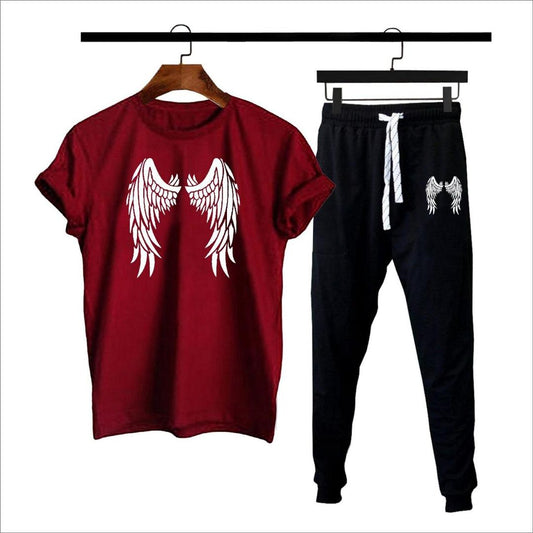 2 Pcs Men's Dri Fit Printed Track Suit] Angel Wings