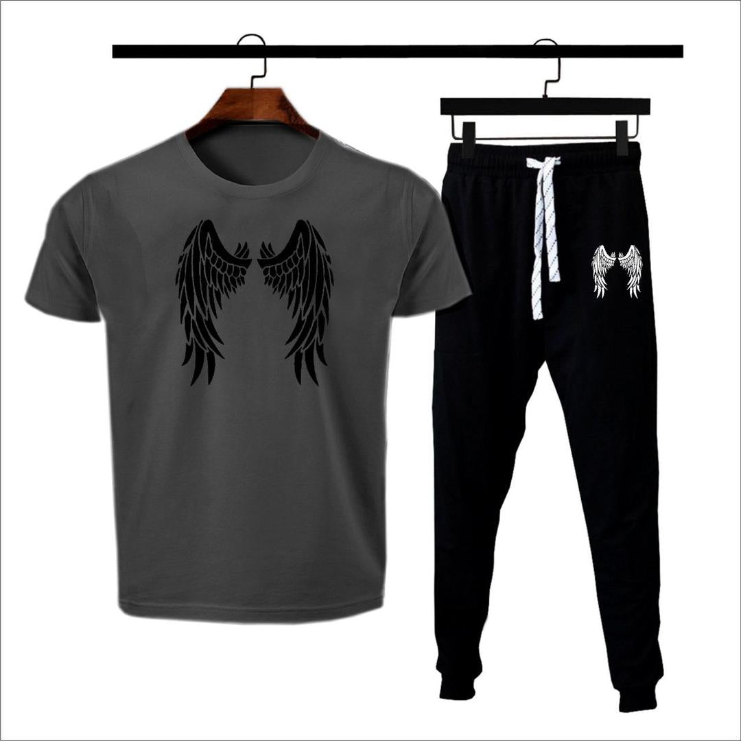 2 Pcs Men's Dri Fit Printed Track Suit] Angel Wings