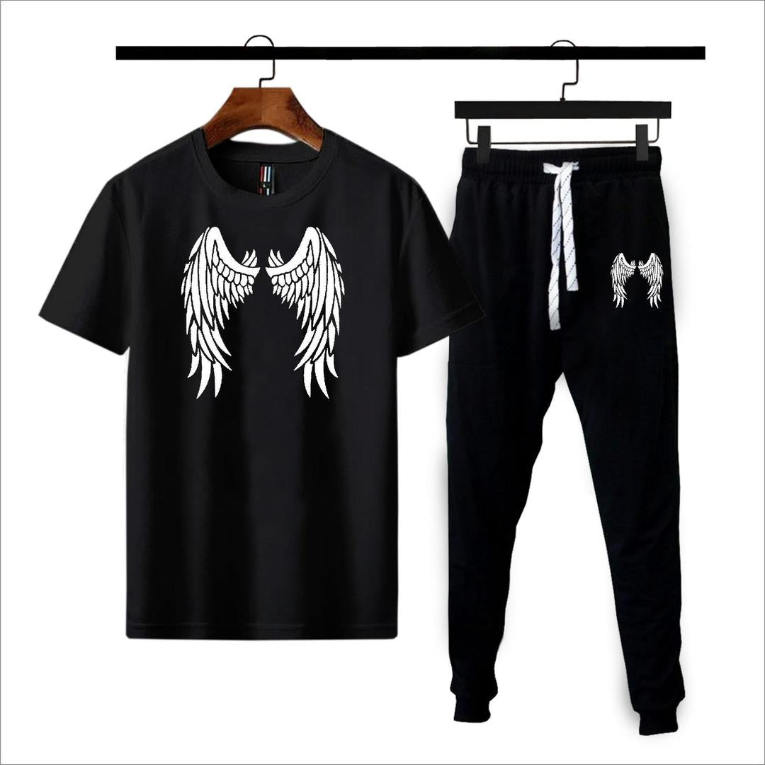 2 Pcs Men's Dri Fit Printed Track Suit] Angel Wings