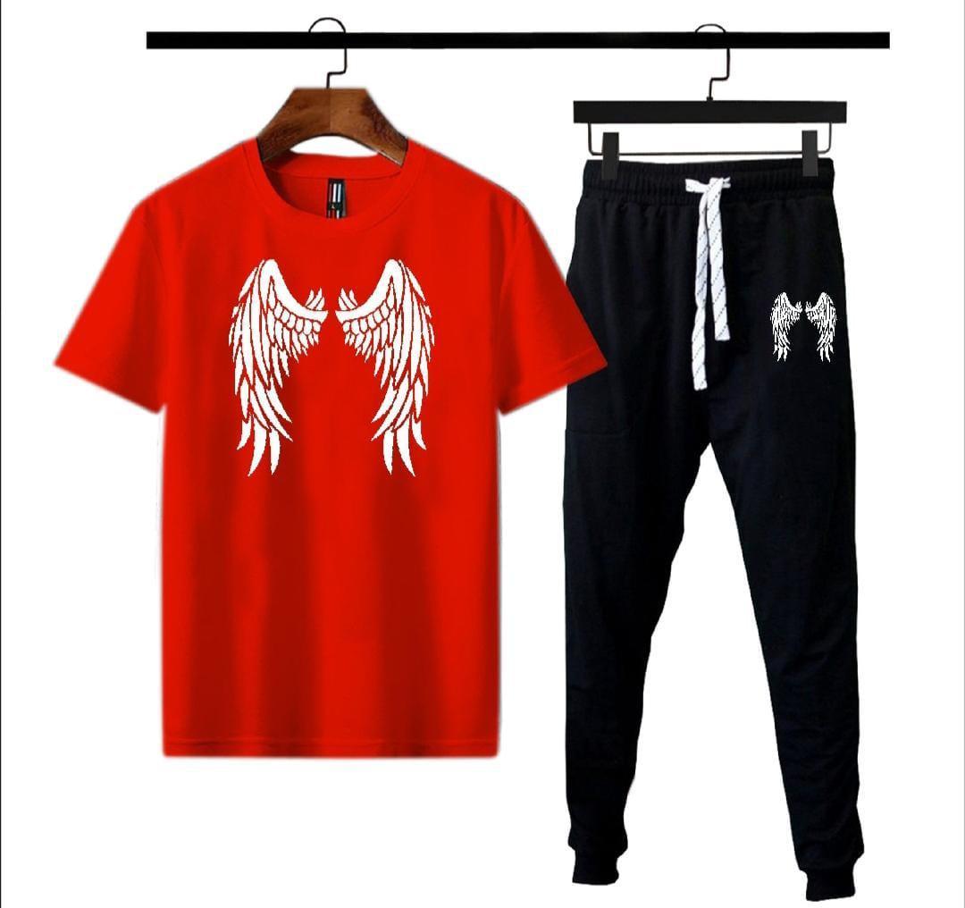 2 Pcs Men's Dri Fit Printed Track Suit] Angel Wings