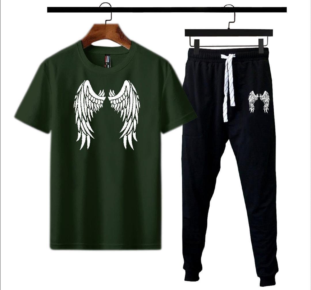 2 Pcs Men's Dri Fit Printed Track Suit] Angel Wings