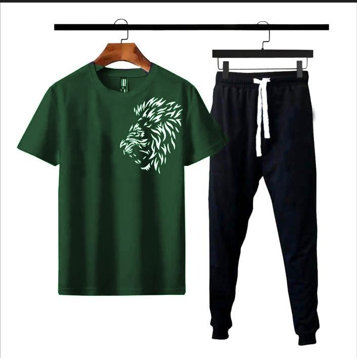 2 Pcs Men's Polyester Dri Fit Printed Track Suit
