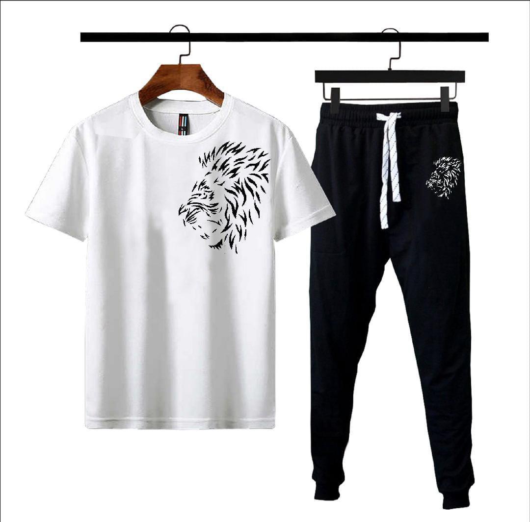 2 Pcs Men's Polyester Dri Fit Printed Track Suit