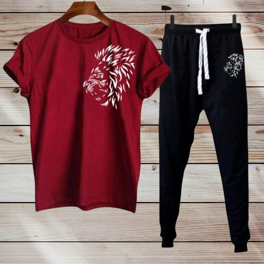 2 Pcs Men's Polyester Dri Fit Printed Track Suit