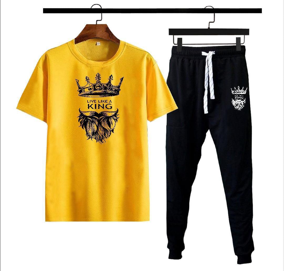 2 Pcs Men's Polyester Dri Fit Printed Track Suit