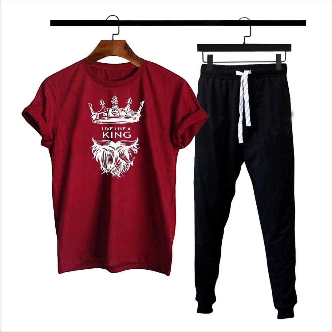 2 Pcs Men's Polyester Dri Fit Printed Track Suit