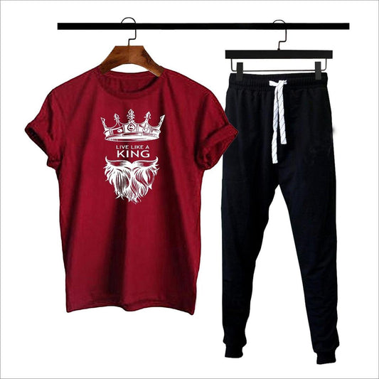 2 Pcs Men's Polyester Dri Fit Printed Track Suit
