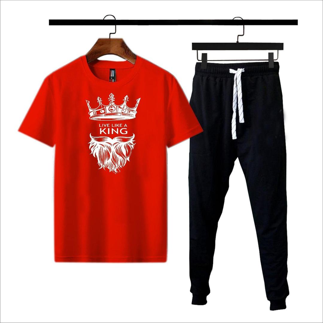 2 Pcs Men's Polyester Dri Fit Printed Track Suit