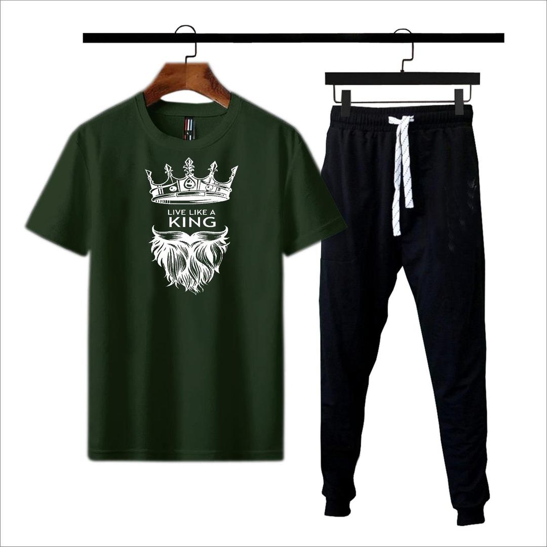 2 Pcs Men's Polyester Dri Fit Printed Track Suit