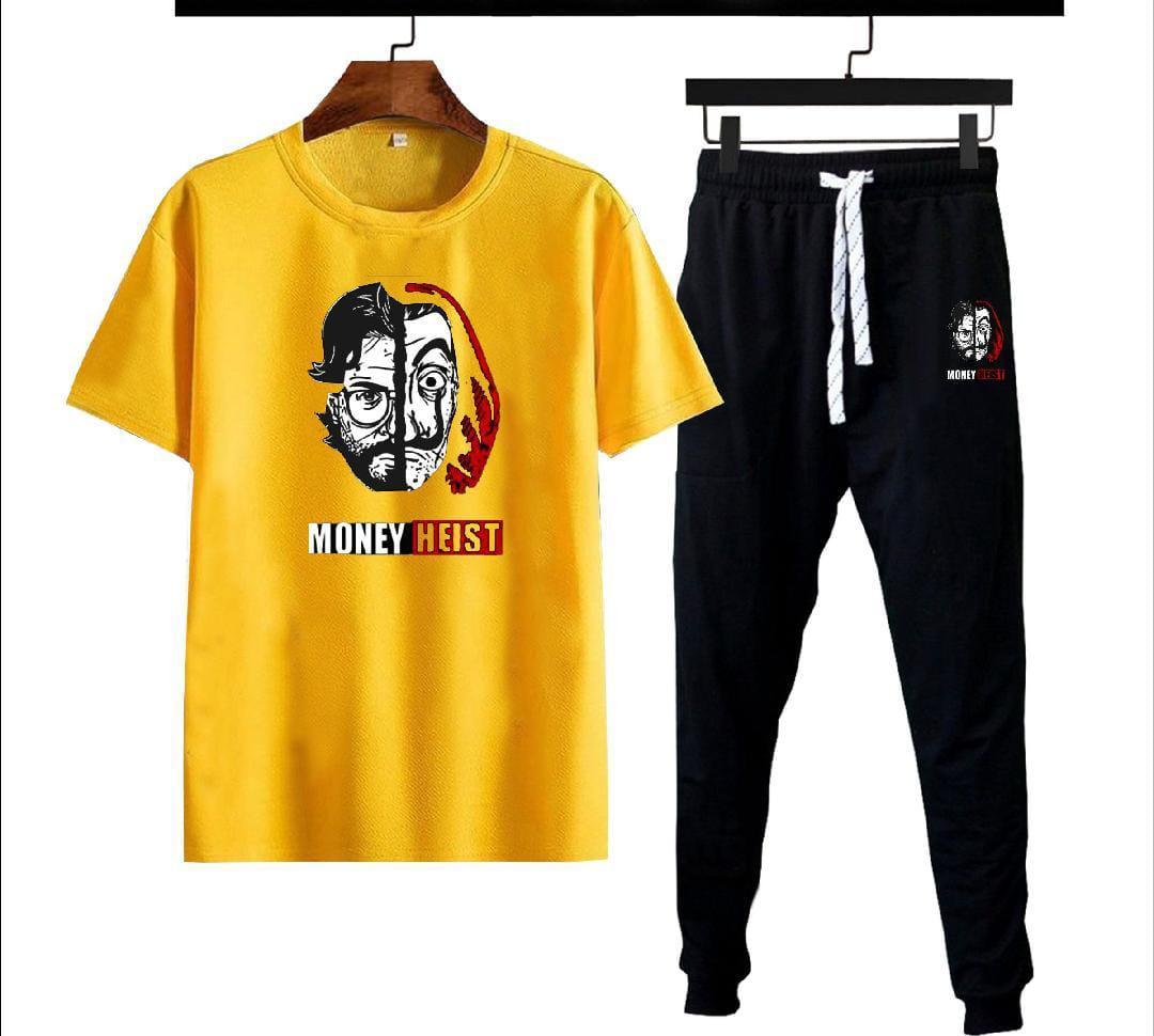 2 Pcs Men's Polyester Dri Fit Printed Track Suit
