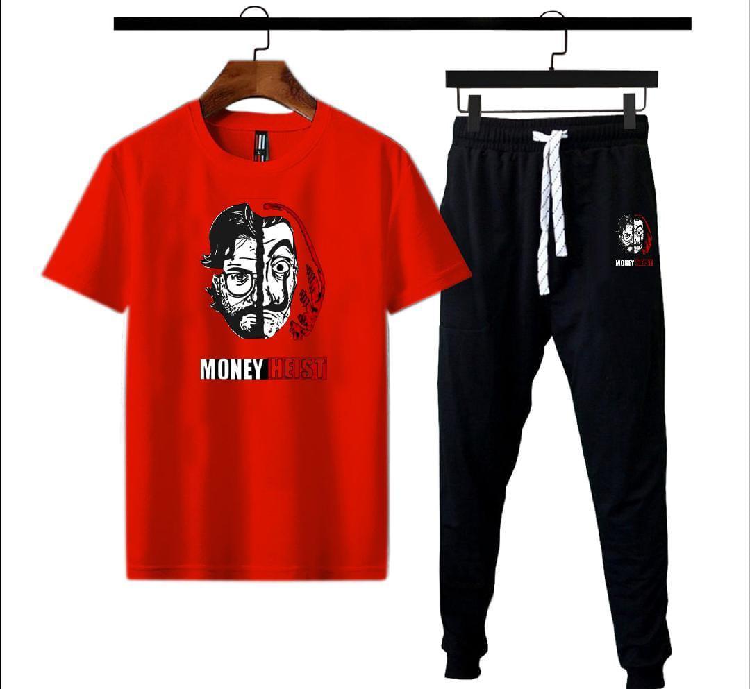 2 Pcs Men's Polyester Dri Fit Printed Track Suit