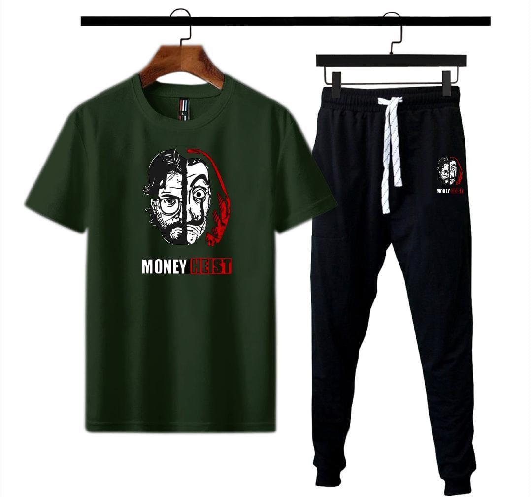 2 Pcs Men's Polyester Dri Fit Printed Track Suit