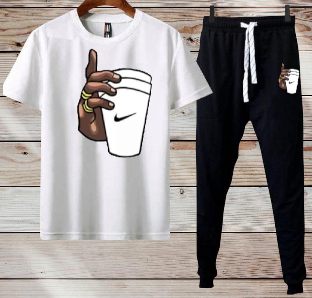 2 Pcs Men's Polyester Dri Fit Printed Track Suit