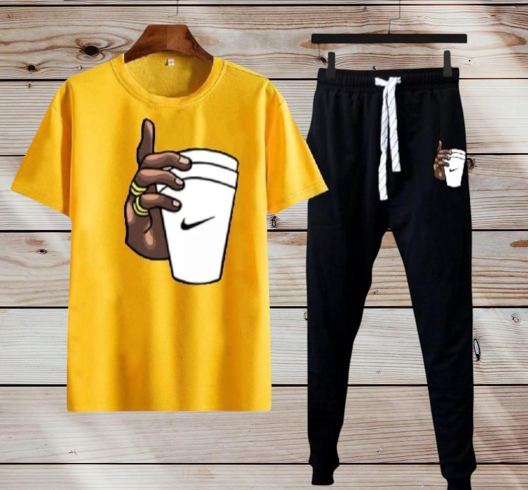 2 Pcs Men's Polyester Dri Fit Printed Track Suit