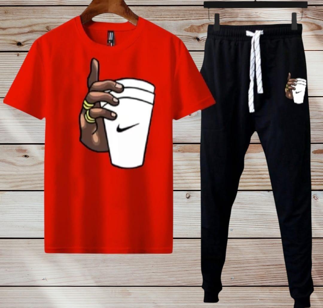 2 Pcs Men's Polyester Dri Fit Printed Track Suit