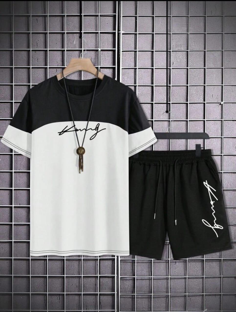 2 Pcs Men's Polyester Dri Fit Printed Track Suit