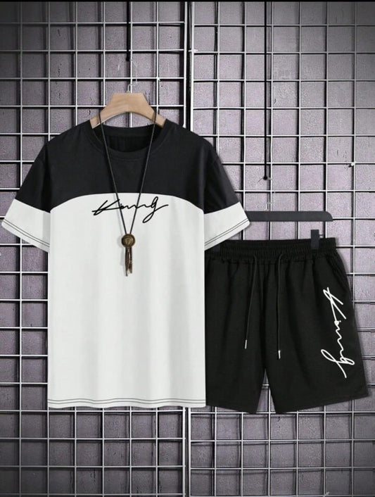 2 Pcs Men's Polyester Dri Fit Printed Track Suit