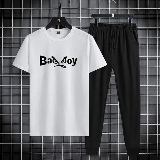 2 Pcs Men's Polyester Dri Fit Printed Track Suit