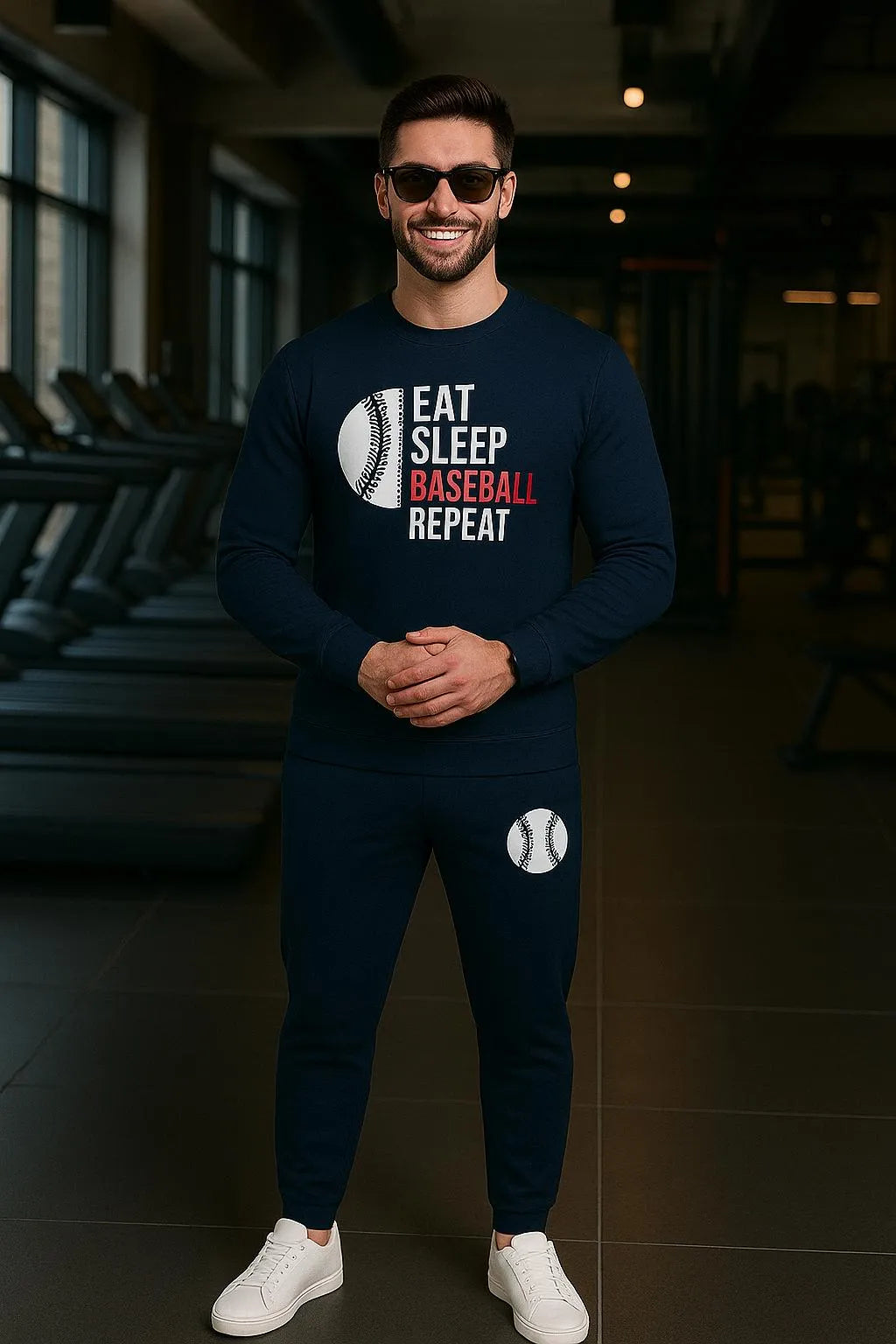 2 Pcs Men's Micro Printed Sweatshirt Track Suit