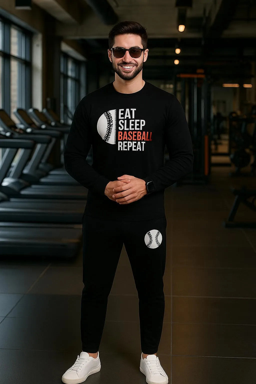 2 Pcs Men's Micro Printed Sweatshirt Track Suit