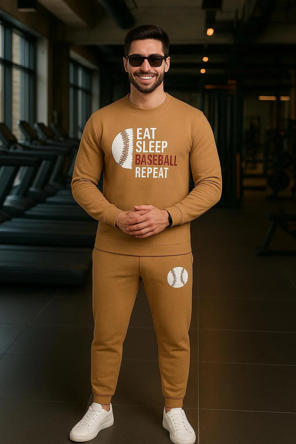 2 Pcs Men's Micro Printed Sweatshirt Track Suit
