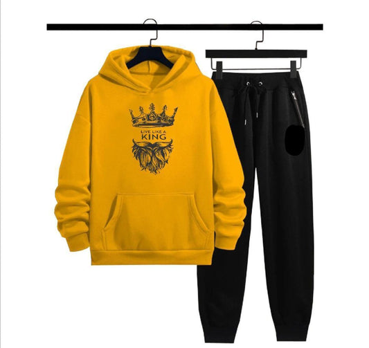 Men's Fleece Printed Hoodie Tracksuits