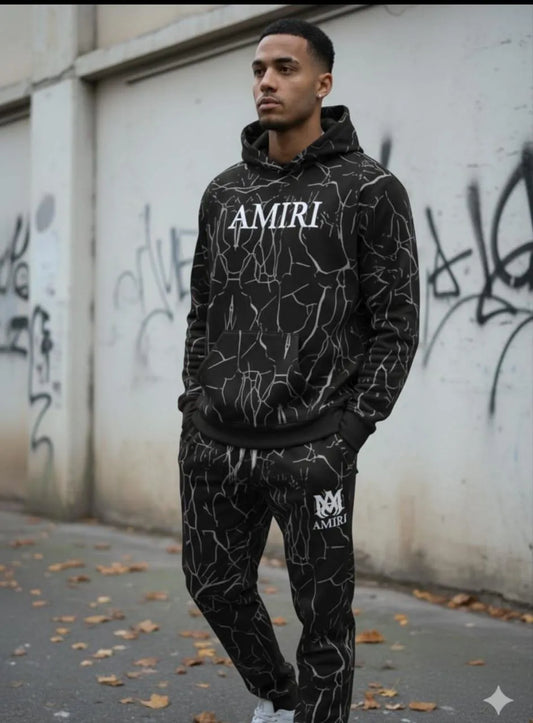 Men's Fleece Printed Hoodie Tracksuits