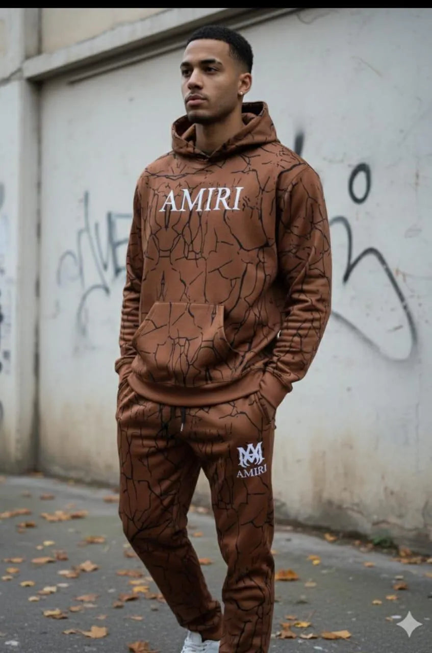 Men's Fleece Printed Hoodie Tracksuits