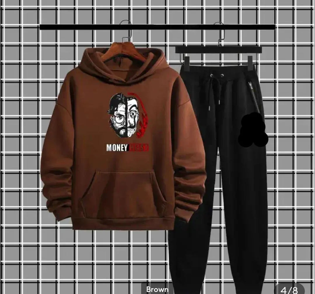 Men's Fleece Printed Hoodie Tracksuits