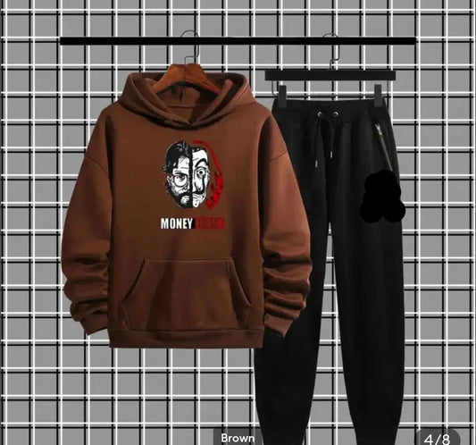 Men's Fleece Printed Hoodie Tracksuits