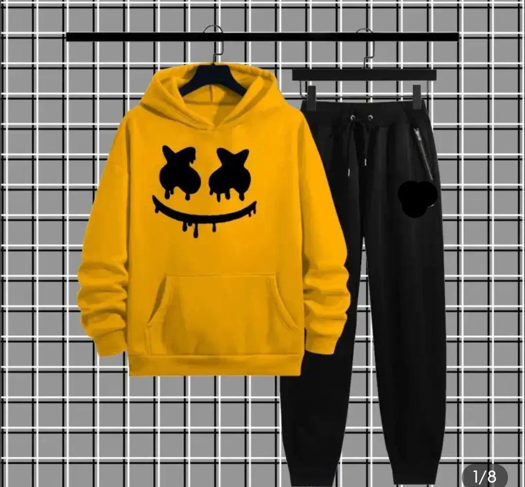 Men's Fleece Printed Hoodie Tracksuit