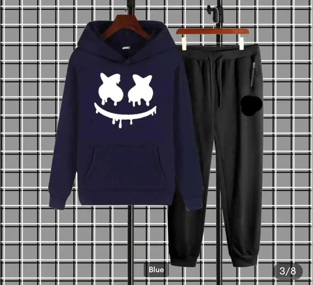 Men's Fleece Printed Hoodie Tracksuit
