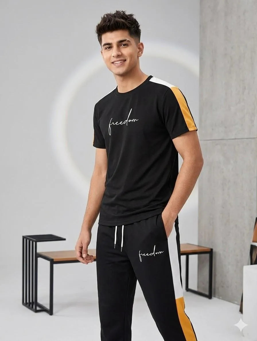 2 Pcs Men's Polyester Dri Fit Printed Track Suit