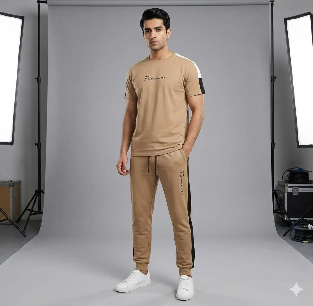 2 Pcs Men's Polyester Dri Fit Printed Track Suit