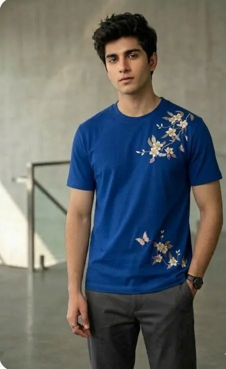 1 Pc Men's Dri Fit Flower Printed T-Shirt