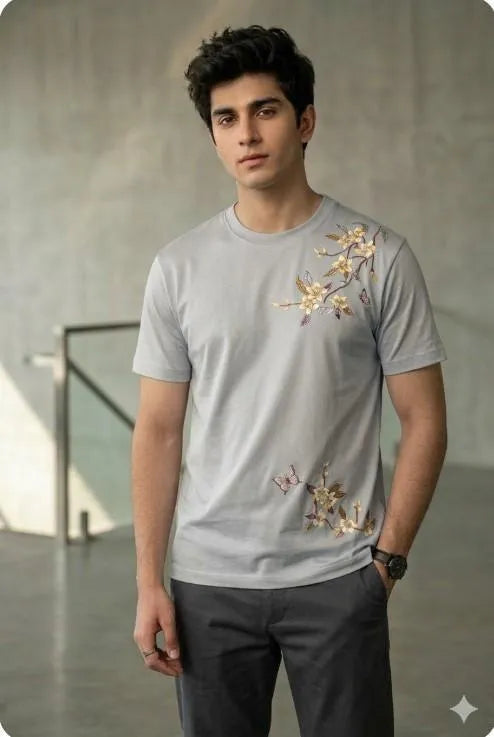 1 Pc Men's Dri Fit Flower Printed T-Shirt