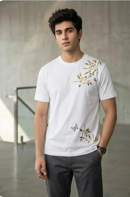 1 Pc Men's Dri Fit Flower Printed T-Shirt
