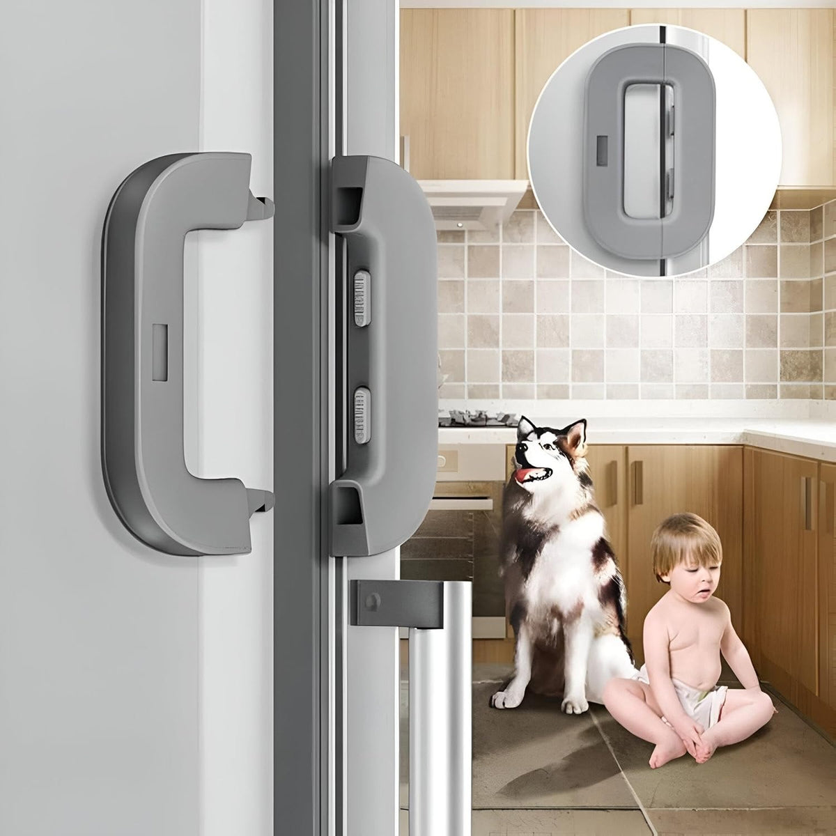 Childproof Refrigerator Door Lock - Self-Locking Safety Latch for Kids & Pets