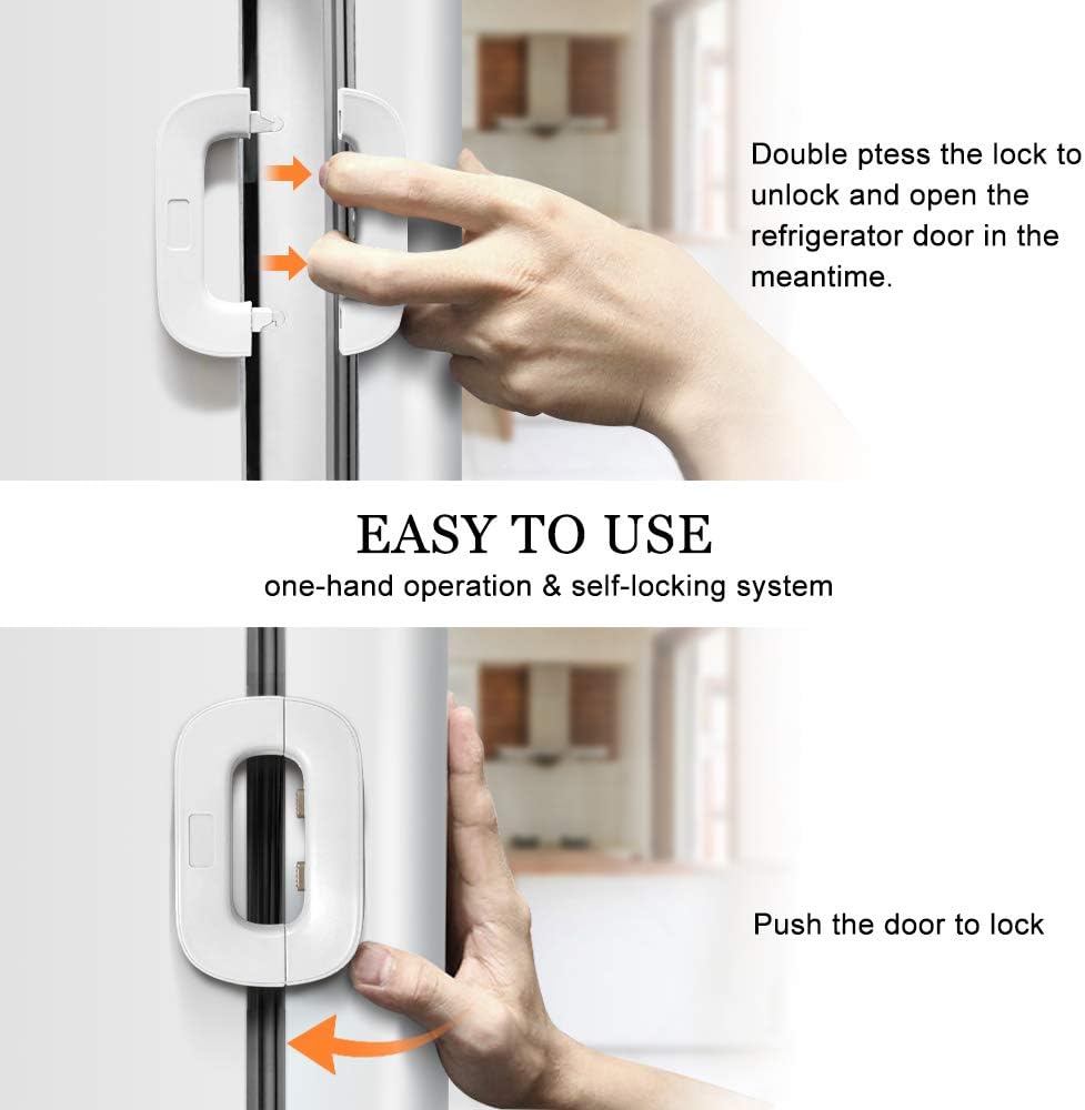 Childproof Refrigerator Door Lock - Self-Locking Safety Latch for Kids & Pets