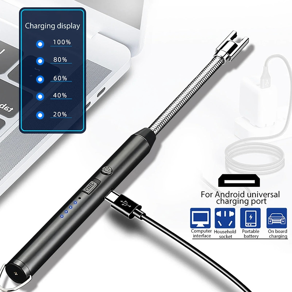 Rechargeable USB Electric Arc Lighter - 360° Flexible Neck Electronic Lighter