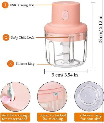 Compact USB Rechargeable Electric Mini Chopper & Blender